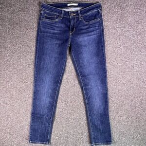 Levis 711 Jeans Womens 27 Dark Blue Faded Preppy Skinny Stretch Denim Fit29x26.5
